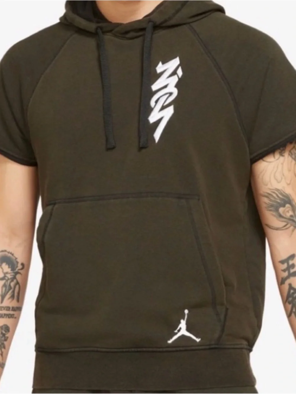 Jordan Dri-Fit Zion Olive Green Short Sleeve Hoodie & Shorts Set